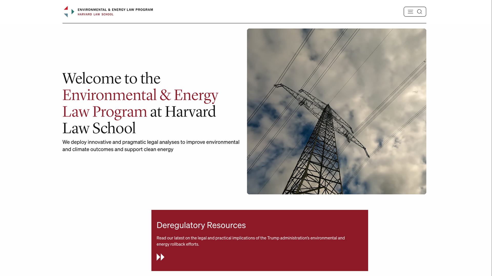 Captura del sitio Environmental & Energy Law Program de Harvard Law School